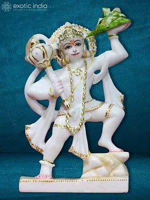 11" Pawanputra Hanuman Idol With Gold Ornaments