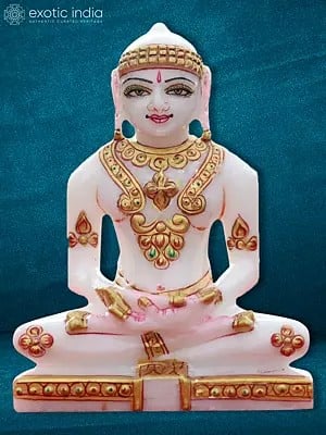 5" Gold Foil And Color Decorative Mahavir Jain Statue