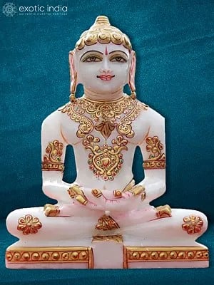 9" Mahavir Jain Idol | Hand Carved Showpiece | God Statue