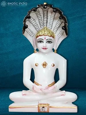 9" Super White Parshwanath Sculpture | Handmade | Jain Idol