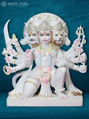 24" Panchamukhi Hanuman Bhakt Pose | Makrana Marble Statue