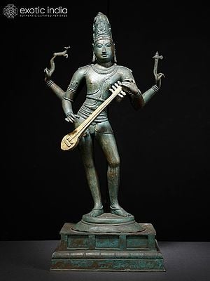 23" Veena Dhara Shiva Bronze Statue