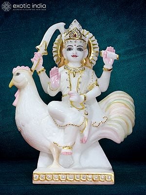 9" Bahu Charani Goddess Statue For Temple | Super White Makrana Marble