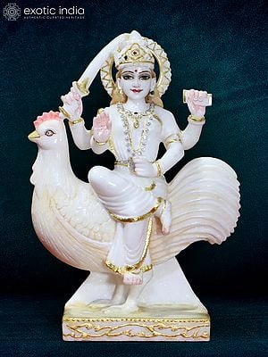 12" Blessing Goddess Bahu Charani Idol | Super White Makrana Marble