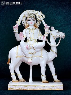 15" Chaturbhuj Goddess Dasha Idol | Super White Makrana Marble