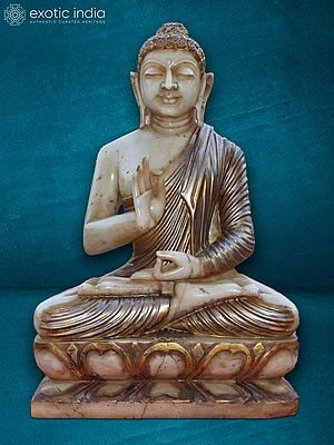 24" Statue Of Lord Buddha In Vitarka Mudra | White Marble Idol