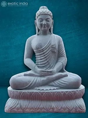 24" Idol Of Gautam Buddha In Dhyana Mudra | Black Marble Statue
