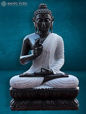 36" Vitark Mudra Gautam Buddha Statue | Black Marble