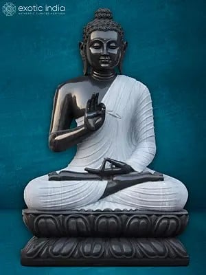 54" Teaching Of Dharma - The Buddha Statue | Black Marble Idol