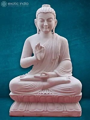 30" Idol Of Lord Buddha With Vitarka Mudra | Sand Stone Statue