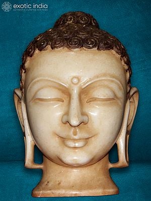 13" Buddha Head Statue For Table Decor | Marble Statue