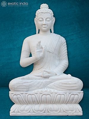 48" Gautam Buddha Statue In White Marble