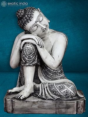 24" Lord Buddha Statue In Soothing Pose | White Marble Statue