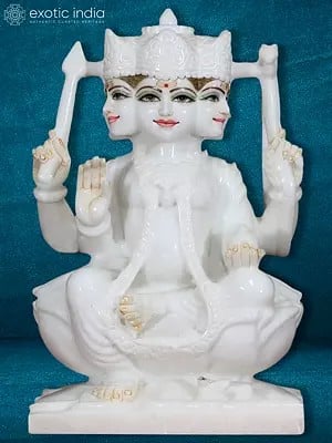 12" Pure White Hindu God Kartikeya | White Makrana Marble Statue
