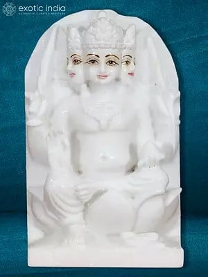 12" White Marble Kartikeya Statue For Worship | White Makrana Marble Sculpture