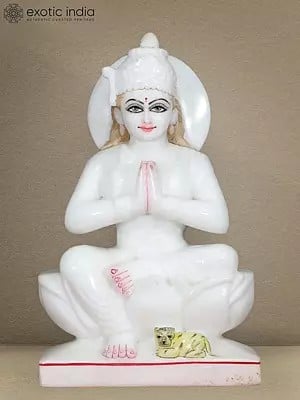 12" Pure White Hindu Goddess Parvati Mata Marble Statue | White Makrana Marble Statue