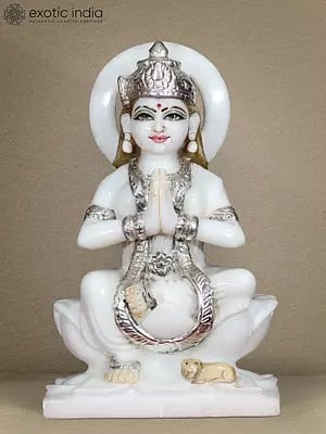 12" Statue Of Parvati Maa For Temple | White Makrana Marble Statue
