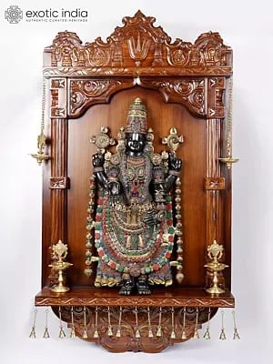60" Large Tirupati Balaji (Venkateshvara) with Designer Wall Hanging Temple