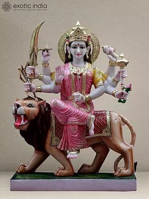 42" Large Durga Maa Marble Statue | Hindu Goddess Sculpture