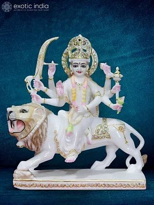 12" Eight-Arms Durga Maa Statue With Holding Astra