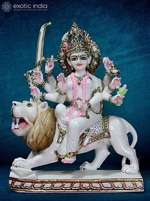 18" Ashtabhuja Goddess Durga | Marble Sculpture