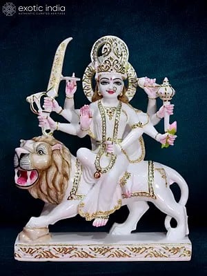 18" Goddess Durga Statue On Lion For Home Temple