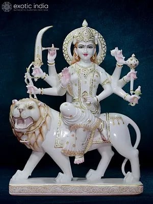 39" Large Durga Maa Statue - The Warrior Form Of Parvati