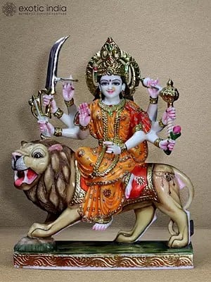 24" Eight-Handed Durga Maa Marble Statue