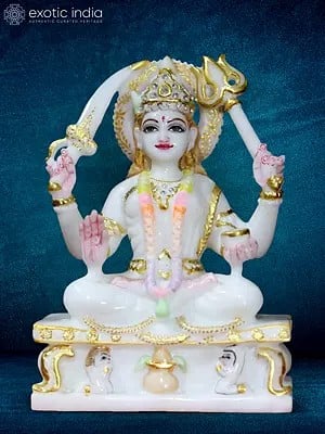 9" Four-Handed Santoshi Maa Marble Statue