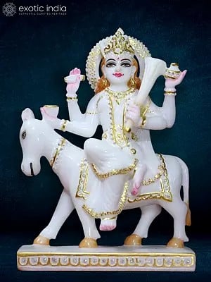 12" Shitala Maa Seated On A Donkey | Marble Statue