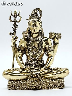 7" Superfine Sitting Lord Shiva Brass Statue