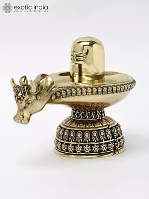 4" Small Nandi mukh Shivalinga in Brass