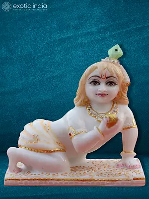 6" Laddu Gopal Marble Statue | Super White Makrana Marble Statue