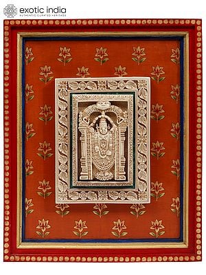 15" Tirupati Balaji (Venkateshvara) Hand-Painted Wall Hanging Frame | Wood and Resin