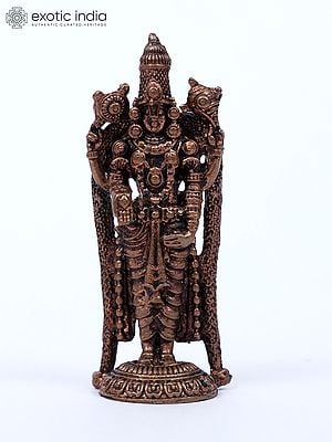 3" Small Lord Tirupati Balaji Copper Statue | Lord Venkateshvara Idol