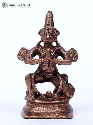 2" Small Garuda Copper Statue in Namaskar Mudra