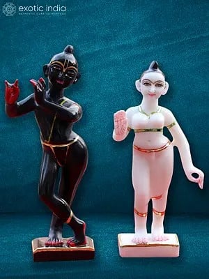 Black And White Radha Krishna Statue | Makrana Marble Idol