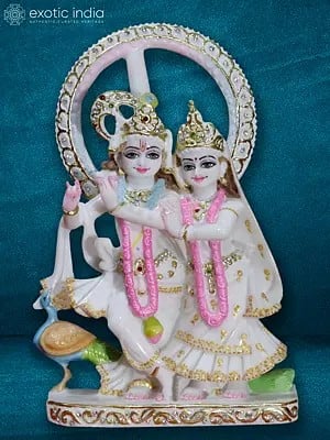 12" Inseparable Radha Krishna | Super White Makrana Marble Figurine