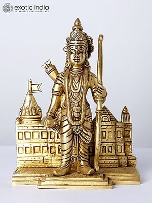 7" Lord Rama with His Temple | Brass Statue