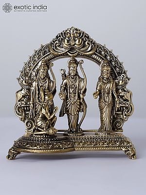 4" Small Shri Rama Darbar with Kirtimukha Prabhavali | Brass Statue