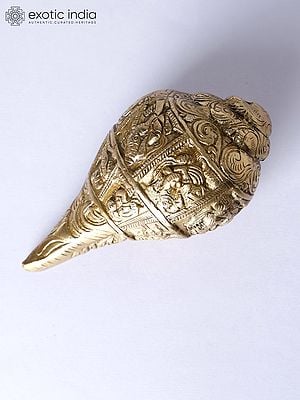 Unique Conches with Hindu Symbols for Rituals