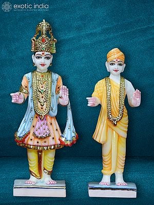 15" Marble Idol Of Swaminarayan | Super White Makrana Marble Idol