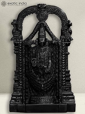 12" Lord Tirupati Balaji Statue | Black Marble Sculpture