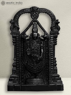 18" Lord Venkateswara Statue | Black Marble Sculpture