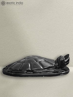15" Turtle Figurine In Marble | Black Marble Statue