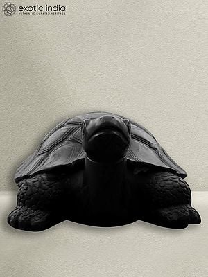 18" Vastu Turtle Sculpture For Wishes | Black Marble Statue