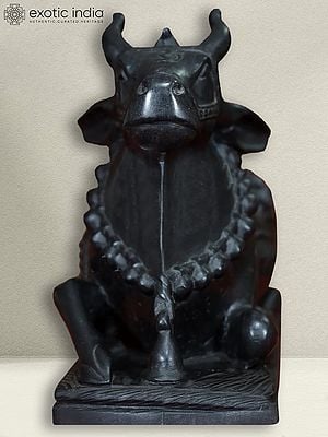 15" Nandi Idol For Temple | Black Marble Figurine