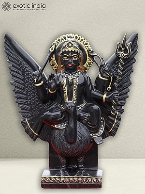 12" God Of Justice - Shani Dev | Black Marble Sculpture
