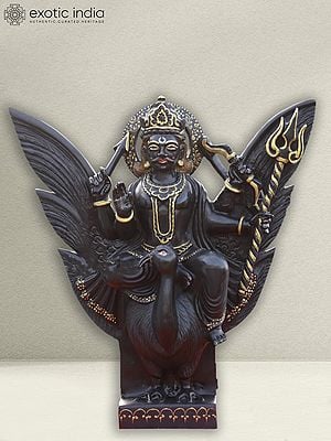 15" Marble Statue Of Shani Dev For Temple | Black Marble Statue
