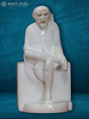 6" Sai Sculpture For Temple | White Makrana Marble Statue